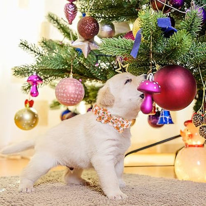 Elegant little tail Christmas Dog Collar, Pink Gingerbread Man Pet Collars Bow Red Metal Buckle Collar Puppy Girl Boy Holiday Cotton Soft Bowtie Adjustable Dog Collar for X-Small Dogs - color: Pink Gingerbead Man, size: X-Small (Pack of 1)