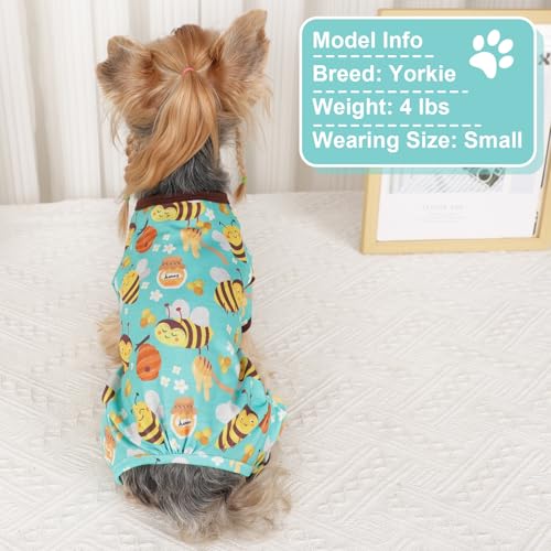 Dog Pajamas for Small Dogs, Soft Thin Pjs Jammies Cat Doggie, Summer Pet Cute Puppy Clothes Outfits Dogs Boy Girl(Bee, S) - color: Bee, size: Small (Chest 14.2 in)