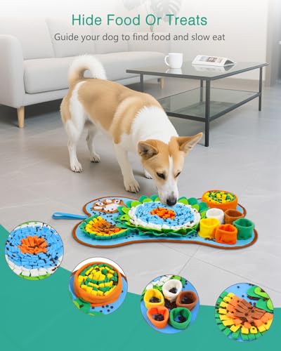 ORIA Snuffle Mat for Dogs, 25''x17'' Interactive Slow Feeder Mat with Mental Stimulation for Boredom, Anxiety Relief, Dog Puzzle Toy & Treats Hunting Game for Small Medium Dogs Puppies - size: 25x17 inch