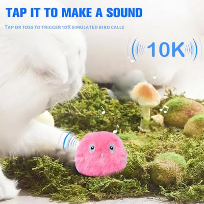 2 Pcs Speedy Tail, Interactive 2.0 Cat Toy Ball for Indoor, Automatic Speedy Sprint Balls and Chirping Ball, Self Play Hunting Rolling Kitty Kitten Catnip Exercise Toys - color: Blue+Pink