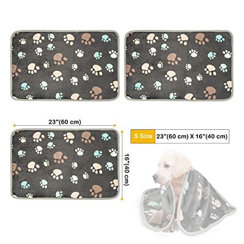 Dono 1 Pack 3 Dog Blankets, Soft Fluffy Fleece Pet Blanket Warm Sleep Mat Paw Print Design Puppy Kitten Throw Blankets Doggy Blanket for Dogs - color: Gray Paw, size: S(23*16")