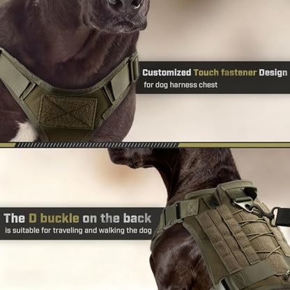 Tactical Dog Harness for Large Dogs, Adjustable No Pull Service Dog Vest Suitable for Training, Walking and Traveling, Easy Control Pet Harness, Army Green, XL - size: XL