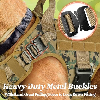 rabbitgoo Tactical Dog Harness Medium Sized, Heavy Duty Pet Harness with Handle, No-Pull Service Vest Medium Breed, Adjustable Military Dog Vest for Training Hunting Walking, Brown Camo, M - color: Brown Camo, size: Medium