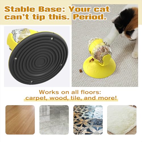 Rotating Interactive Cat Treat Dispenser Toy - Slow Feeder Puzzle for Indoor Cats-Yellow - color: Yellow