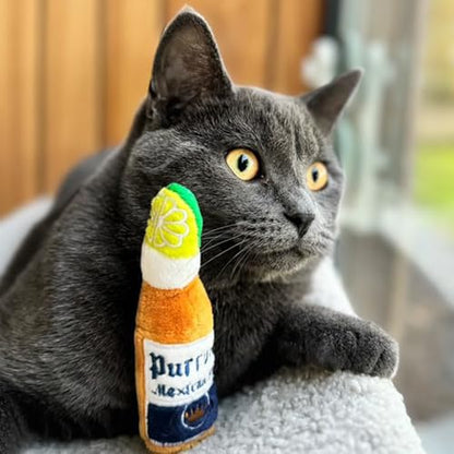 Haute Diggity Kitty Purrrona Beer Bottle & Ball Set, Plush Cat Toys Catnip Filled with Interactive Crackle Sound, Safe & Durable Toys for Cat & Kitten, 2 Pcs - style: Purrona Bottle + Ball