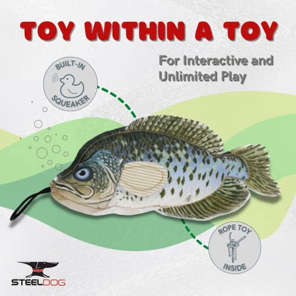 Steel Dog Crappie Realistic Fish Squeaker Dog and Cat Toy, Knotted Rope Fish Toy, No Stuffing Dog Chew Toys for Small, Medium, Large Breed - style: Crappie