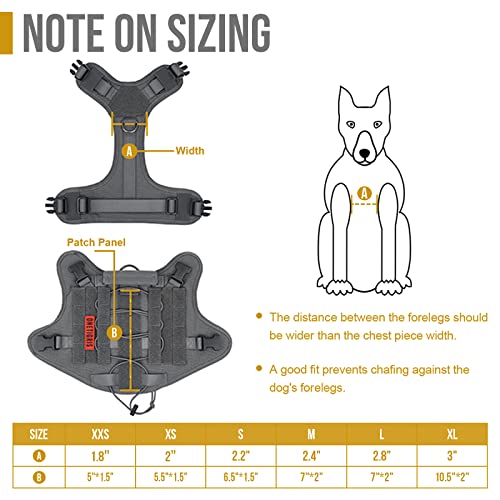 OneTigris Tactical Dog Harness Vest,No-Pull Service Dog Vest with Hook & Loop Panels,Adjustable Dog Vest Harness for Walking Hiking Training(Grey,XXS) - color: Grey, size: XX-Small