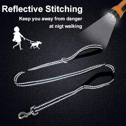 Dual Padded Handle Standard Dog Leashes with Reflective Stitching,360° Rotatable Heavy Duty Metal Buckle,D-Ring,Durable Nylon,for Medium Sized Dogs from 20 to 60 Pounds Walking and Training Black 5Ft - color: Black, size: 5Ft