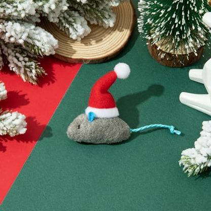 6 Packs Catnip Toys Interactive Toy Christmas Hat Costume Plush Mouse Shaped Cat Toys - size: 6 Bent hat Christmas mice
