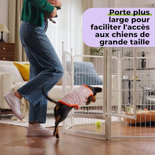 Dog Playpen Indoor, 32 Inch 16 Panels Puppy Playpen for Small and Medium Dogs, Easy Setup Anti-Rust Pet Fence, White - size: 32 inch