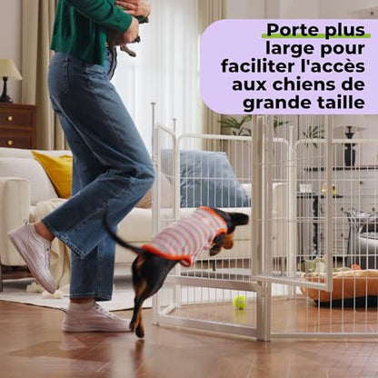 Dog Playpen Indoor, 24 Inch 16 Panels Puppy Playpen for Small and Puppy Dogs, Easy Setup Anti-Rust Pet Fence, White - size: 24 inch