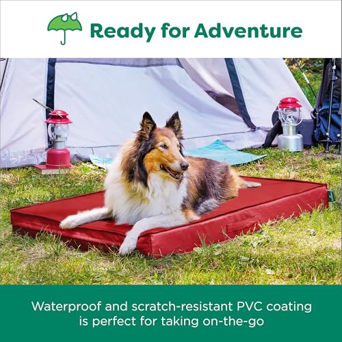 FurHaven Gridded Ripstop All-Weather Deluxe Orthopedic Mattress Pet Bed, Red, Large - color: Red, size: Large