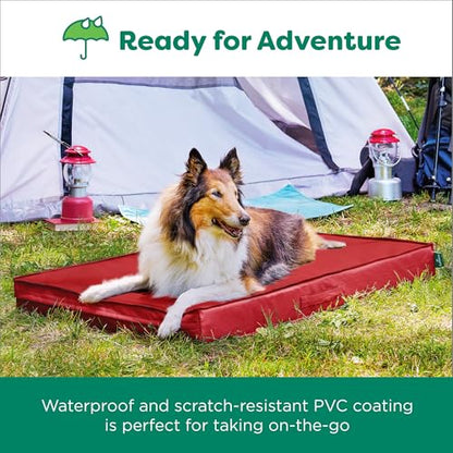 FurHaven Gridded Ripstop All-Weather Deluxe Orthopedic Mattress Pet Bed, Red, Large - color: Red, size: Large
