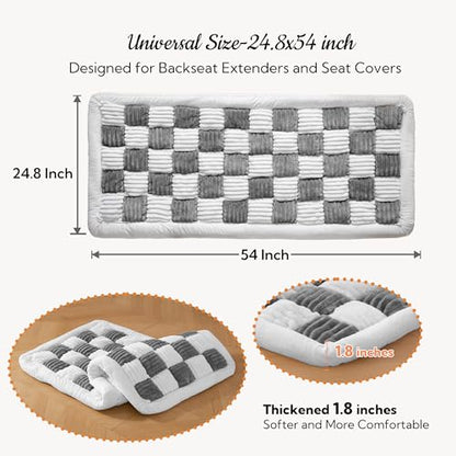 Dog Bed for Car Back Seat Soft Plush Backseat Pet Bed Mat Non-Slip Travel Pet Mat, Fuzzy Plaid Dog Seat Cover, Fit for Backseat Extenders and Trucks SUVs (Gray and White, 54" x 24.8") - color: Gray and White