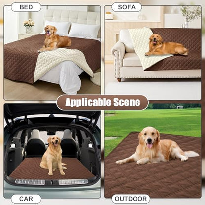 Smiry Waterproof Dog Bed Cover Pet Blanket, Soft Washable Dog Blanket for Furniture Bed Couch Sofa Reversible, Checkered (30"x53", Brown/Beige) - color: Brown/Beige, size: 30x53 Inch