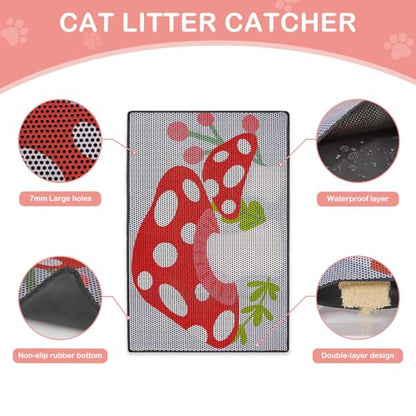 Cat Litter Mat, 30"x24" Cat Litter Trapping Mat, Double Layer Litter Mat with Non-Slip Rubber Bottom, Urine and Water Proof, Keeps Floors Clean Mushroom L - size: L(30x24in)