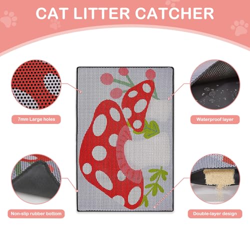 Cat Litter Mat, 24"x15" Cat Litter Trapping Mat, Double Layer Litter Mat with Non-Slip Rubber Bottom, Urine and Water Proof, Keeps Floors Clean Mushroom M - size: M(24x15in)