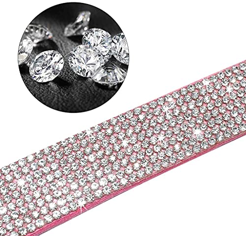 Rhinestone Bling Leather Dog Collar and Leash Set, Cute Dazzling Sparkling Soft Velvet Dog Cat Collar Crystal Diamond Puppy Collar (XXS, Pink1) - color: Pink1, size: XXS