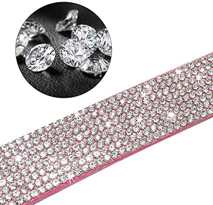 Rhinestone Bling Leather Dog Collar and Leash Set, Cute Dazzling Sparkling Soft Velvet Dog Cat Collar Crystal Diamond Puppy Collar (XXS, Pink1) - color: Pink1, size: XXS