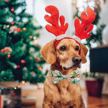 Christmas Dog Collar Fall-Themed Breakaway Collars with Bow Tie, Santa Claus & Gift Pattern for Small Medium Large Dog - color: Christmas Treats, size: Small-(11"-17") Neck * 5/8" Wide