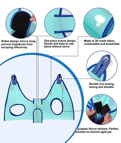 Kkiimatt Dog Grooming Hammock,Medium - Large Hanging Harness Holder for Nail Clipping,Nail Trimming Hammock for Pet,Grooming Sling Hanger Restraint for Claw Care - color: Large 42 LB Max/Turquoise
