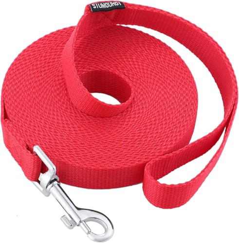 Dog/Puppy Obedience Recall Training Agility Lead - 15ft 20ft 30ft 40ft 50ft Training Leash - Great for Play, Camping, or Backyard - Red 15ft (15Feet, Red) - color: Red, size: 15 Feet