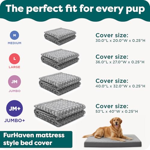 Furhaven Replacement Dog Bed Cover Ultra Plush Faux Fur & Suede Mattress, Machine Washable - Gray, Large - color: Gray, size: Large (Pack of 1)