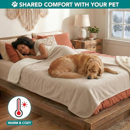 PetAmi Waterproof Pet Blanket Dog Bed Couch Cover for Furniture, Reversible Washable Soft Fleece - color: Taupe/Beige, size: X-Large (60x80)