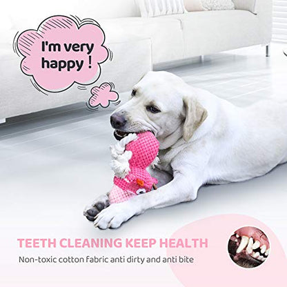 IOKHEIRA Indestructible Dog Squeaky Toys for Large Aggressive Chewers, Stuffed Animals with Cotton Material and Crinkle Paper, Durable Chewing Toys - color: Shocking Pink