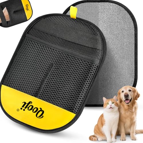 Pet Hair Remover Glove – Reusable Electrostatic Lint & Fur Remover for Dog & Cat Hair, Furniture, Couch, Carpet, Car Seats & Clothing – Washable Fabric Hair Cleaning Mitt - color: BlackYellow