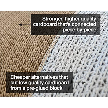 PetFusion Jumbo Cat Scratcher Lounge, White. 39 x 11 x 14 inch 4 Cardboard Scratching Surfaces and 2 Levels, Scratch, Play, Perch, and Hide100% Recyclable Cardboard Cat Lounge