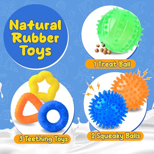 Puppy Toys 23 Pack, Interactive Dog Toys for Puppy Teething, Puppy Chew Toys with Squeaky Plush Toys, Rope Toys and Dog Treat Balls, Puppy Teething Toys for Small Dogs, Blue