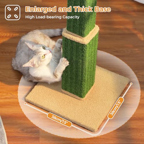 PAWZ Road Carpet Cat Scratching Post 32” Tall Scratching Post for Indoor Cats Adults Ultimate Scratch Post with Carpet, Large Base and Removable Dangling Ball- Green - color: Green