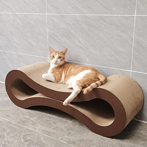 Cat Scratcher Lounge, Double Sided Infinity Scratcher Made of Recycled Corrugated Cardboard for Durability