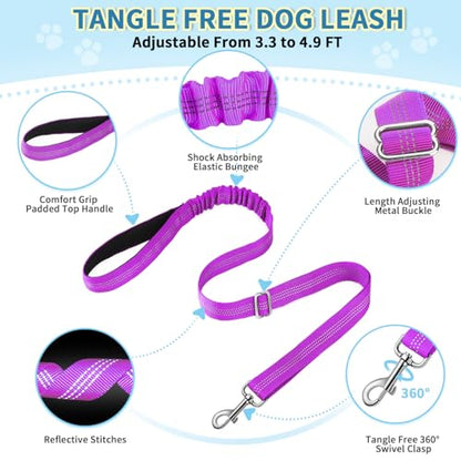 Lukovee No Pull Dog Harness and Leash Set, Soft Padded Small Dog Harness, Neck & Chest Adjustable Reflective Vest Puppy Harness with 4ft Lightweight Anti-Twist Dog Leash for Small Dogs (XS, Purple) - color: A-Purple, size: XS ( Chest 14'' ~ 18'')