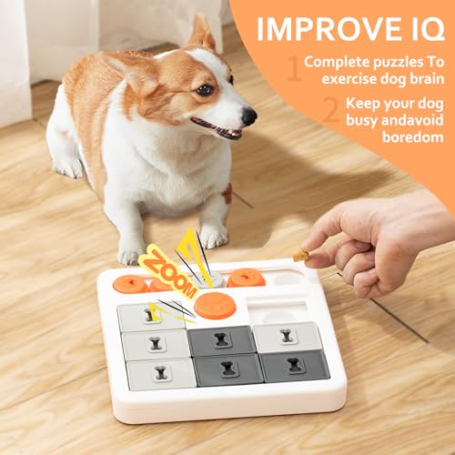 Durable Dog Puzzle Toy and Slow Feeder - Tough Dog Toys with Squeaky Sounds, Interactive Pet Toys for Small and Large Dogs to Keep Them Busy, Includes Food Dispensing Feature