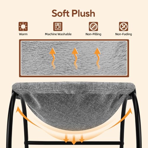 LIFLIX Raised Cat Hammock Bed, Pet Bed for for Indoor Cats, Standing Cat Cot with Washable Plush,17.1 x 17 x 9.5 inches - size: Medium
