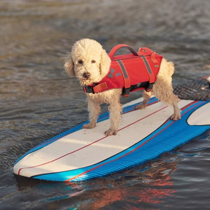 EMUST Dog Life Vests, Adjustable Dog Life Jacket with Rescue Handle, Dogs Flotation Vest for Small/Medium/Large Dogs, XS, NewRed - color: NewRed, size: XS
