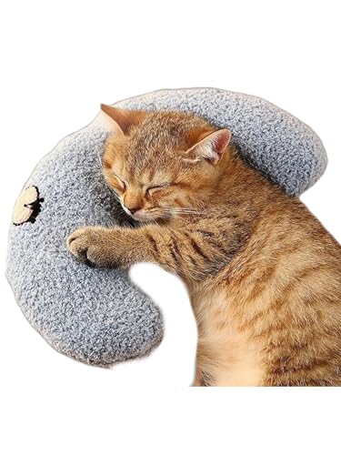 Pillow for Cat, Small Moon Pillow for Kitty, Ultra Soft, 10x6x2 Inch, Machine Washable, Quick-Drying (Blue) - color: Blue