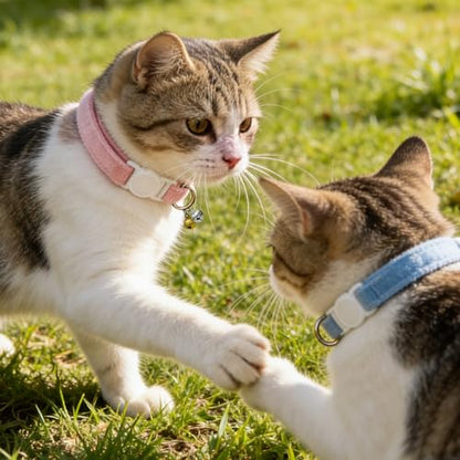 Breakaway Cat Collar with Bell, Lightweight Soft Cotton Collar, Adjustable Kitten Collars with Safety Buckle, Quick Release, Pet Supplies Accessories, Blue - color: Blue