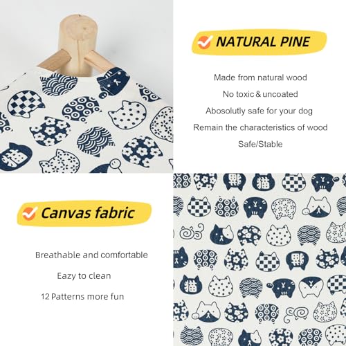 Cat and Dog Hammock Bed for Small Dogs, Brethable Wooden Pet Rabbit Elevated Cooling Outdoor Bed Cots Furniture for All Seasons White Cat - color: White Cat