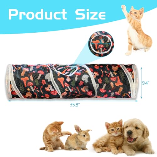 Cat Tunnel, 2-Way Cat Tunnels for Indoor Cats, Collapsible Cat Play Tunnel, Interactive Toy Maze Cat House with 2 Play Ball for Cats, Puppy, Kitty, Kitten, Rabbit - color: 2 Way Mushroom