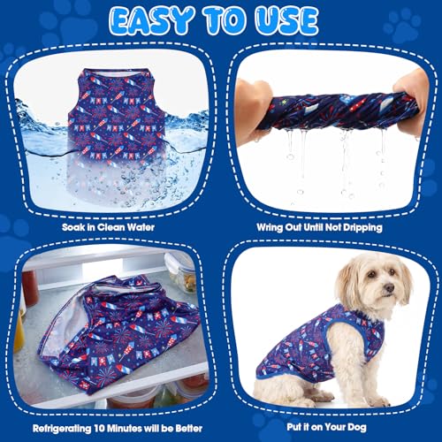 Talltalk 5 Pack 4th of July Dog Cooling Shirts Quick Dry Vest American Flag Mesh Breathable Instant Sun Protection Cooling Dog Vest Patriotic T-Shirts for Holiday Party Outdoor Walking Hunting(M) - size: M