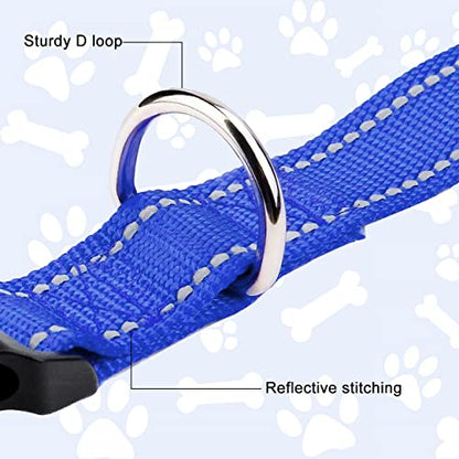 Reflective Dog Collar, Sturdy Nylon Collars for Puppy and Extra Small Girl and Boy Dogs, Adjustable Dog Collar with Quick Release Buckle,Royal Blue,5/8" Width - color: Royal Blue, size: X-Small Plus (Pack of 1)
