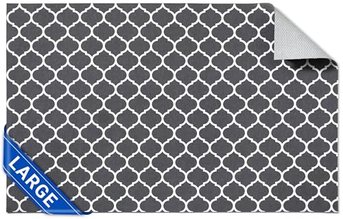 Cooyes Large Dog Food Mat 24"×36", Ultra-Absorbent Dog Bowl Mat for Food and Water, Pet Feeding Mat with Non-Slip Rubber Back, Cat Placemats with Water-Locking Bottom That Protects Floors - color: Gray, size: 24" x 36"