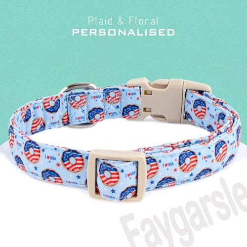Faygarsle Patriotic Dog Collar, 4th of July Design, American Flag Pattern, Light Blue Summer Design for Small Medium Large Dogs M - color: Blue Flag, size: Medium
