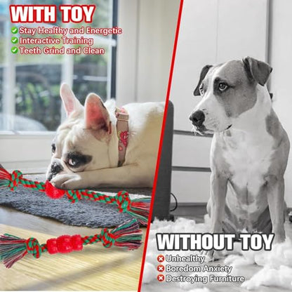 BINGPET 8 Pack Dog Rope Toys for Small to Medium Dogs, Interactive Dog Toys for Teething, Tug of War, Training - color: Red