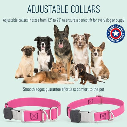Biothane Waterproof Durable Dog Collar with Herm Sprenger - Quick Release ClicLock Buckle - Fits Medium and Large Dogs - Made in USA (Passionfruit Pink, W 3/4" x L 12"-19") - color: Passionfruit Pink, size: W 3/4" x L 12"-19"