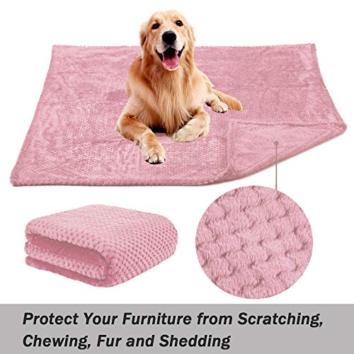 Dog Blanket,Soft Fuzzy Blankets for Puppy, Small,Medium,Large,X-Large Premium Fluffy Blankets Plush Fleece Throw Dog Bed, Couch, Sofa, Reversible Travel Warm Covers - color: Pink, size: L（40x47 inches）