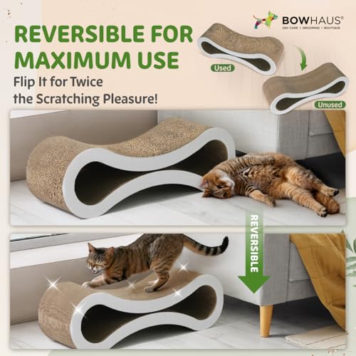 CAPHAUS Infinity Cat Scratcher Lounger, Reversible Scratcher, Large Cat Scratching Pad, Cat Scratching Board, Scratch Pad for Indoor Cats, White - size: White